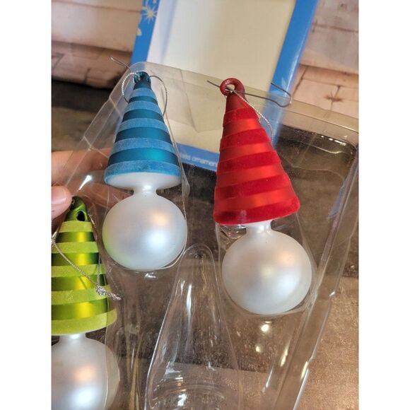 Target 2006 snowman face blown glass ornament Xmas Decor set - Picture 5 of 6